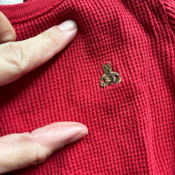 3/$15 Gap Onesie Bodysuit Size 12-18 Months Waffle Knit Red Long Sleeve - Picture 3 of 5